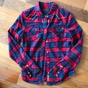Guess plaid button down